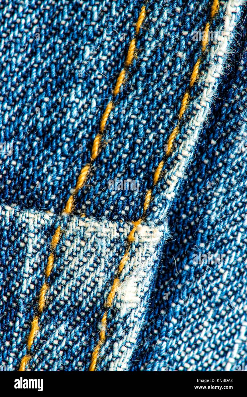jeans fabric, used with seam Stock Photo Alamy