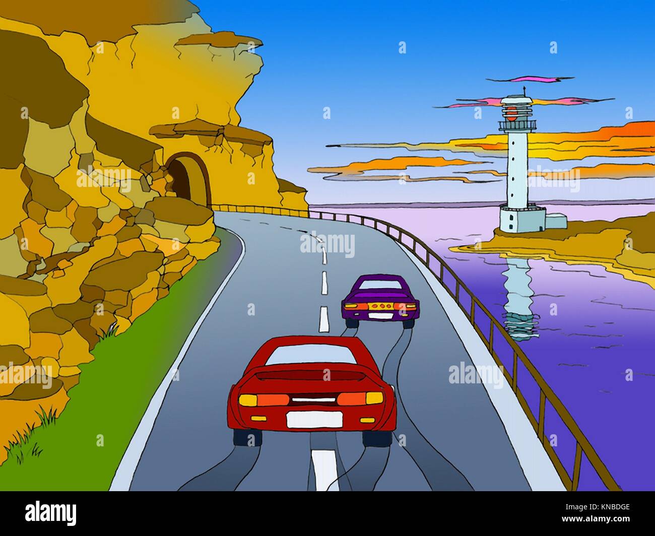 Cartoon rural scene cars on hi-res stock photography and images - Alamy