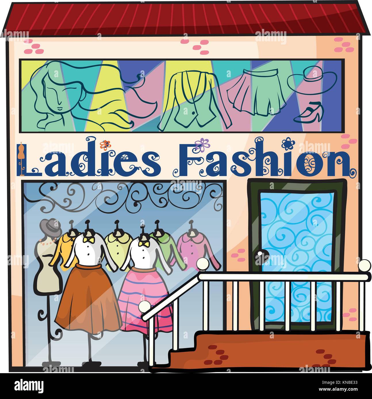 Illustration of a ladies fashion store on a white background Stock Vector  Image & Art - Alamy