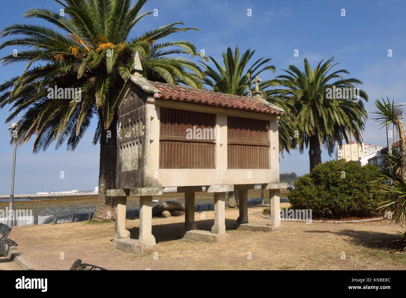 horreo is a typical building in farmlands, Cambados, Galica, Spain