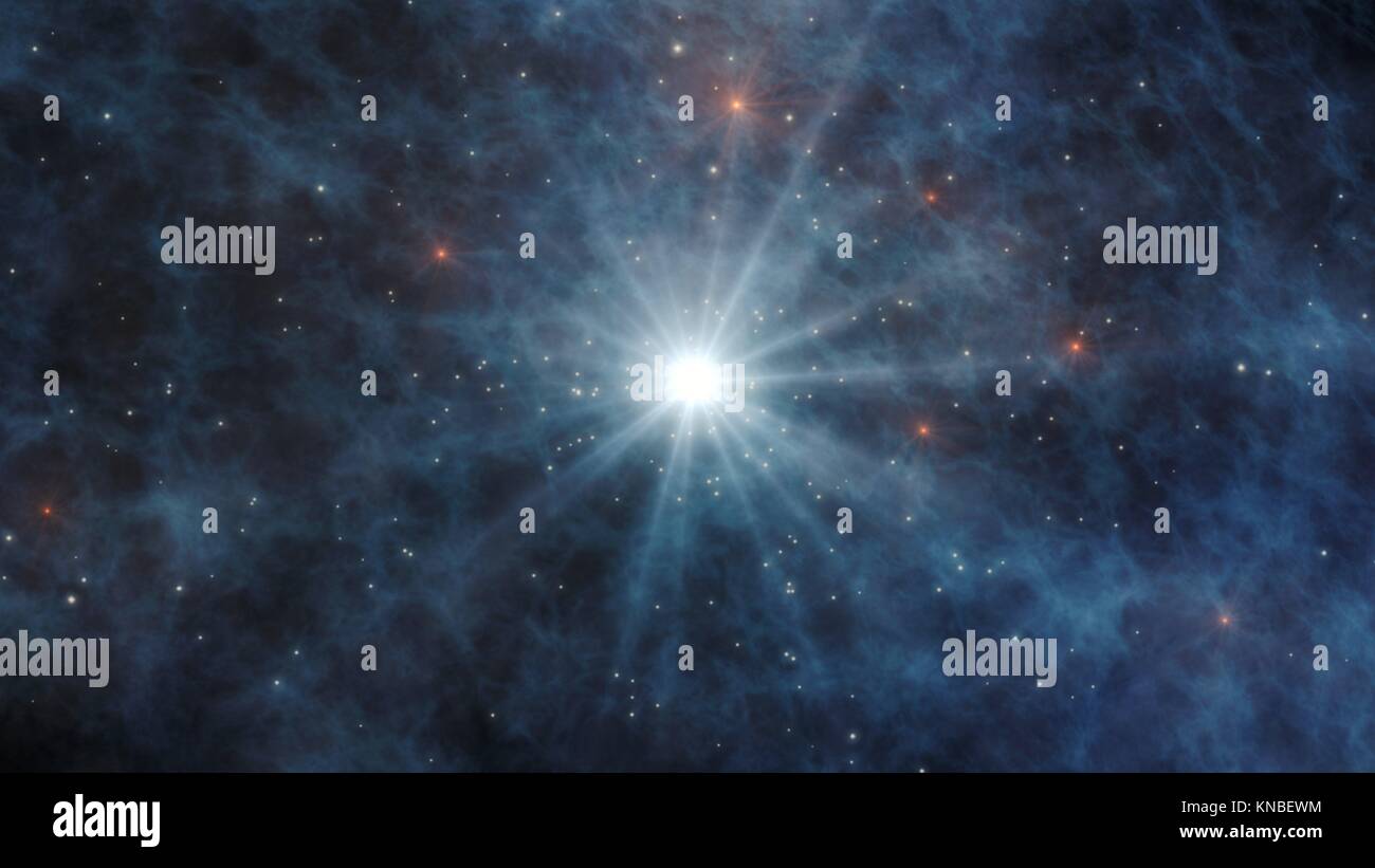 Universe with stars and galaxies in outer space showing the beauty of space exploration 3D Rendering. Stock Photo