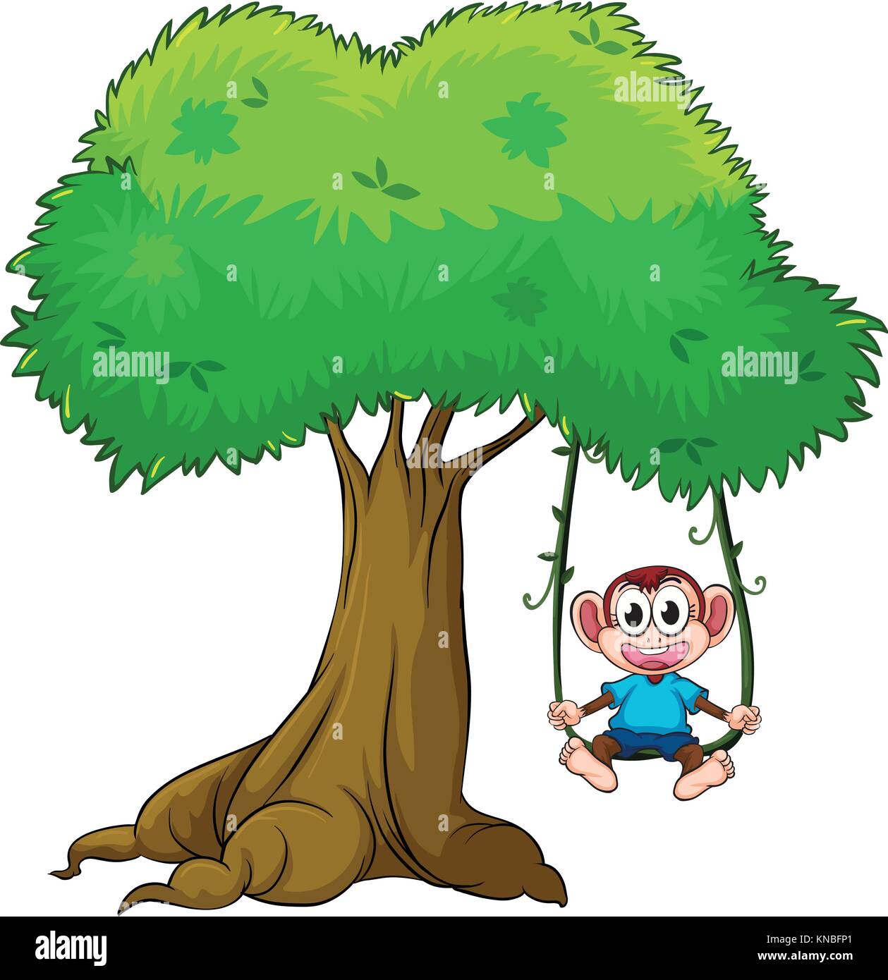 Illustration of monkey playing swing on a tree Stock Vector Image & Art