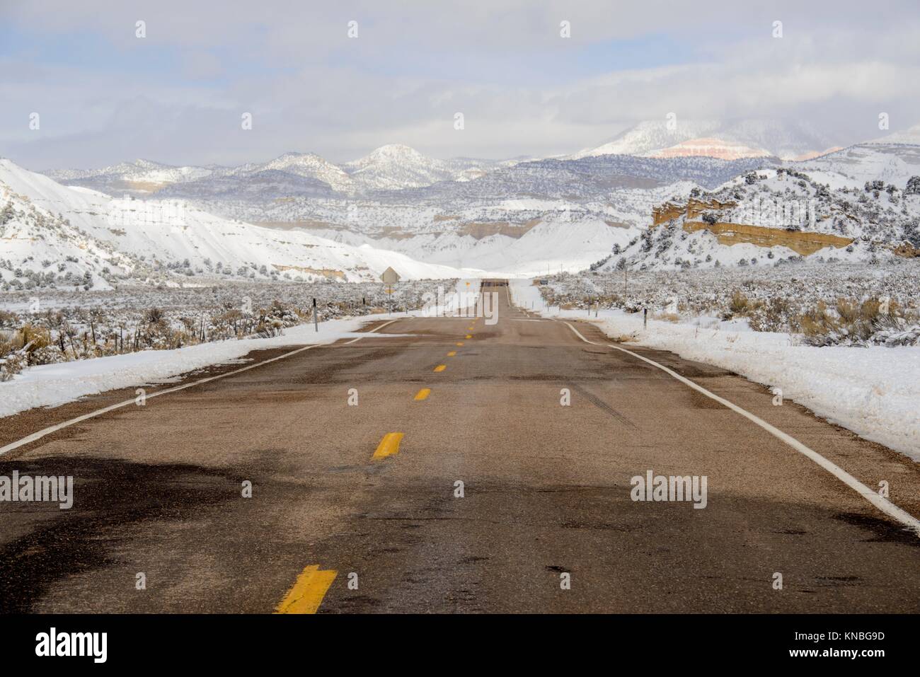 Hwy 12, a scenic byway, Henrieville, Utah, USA. Stock Photo