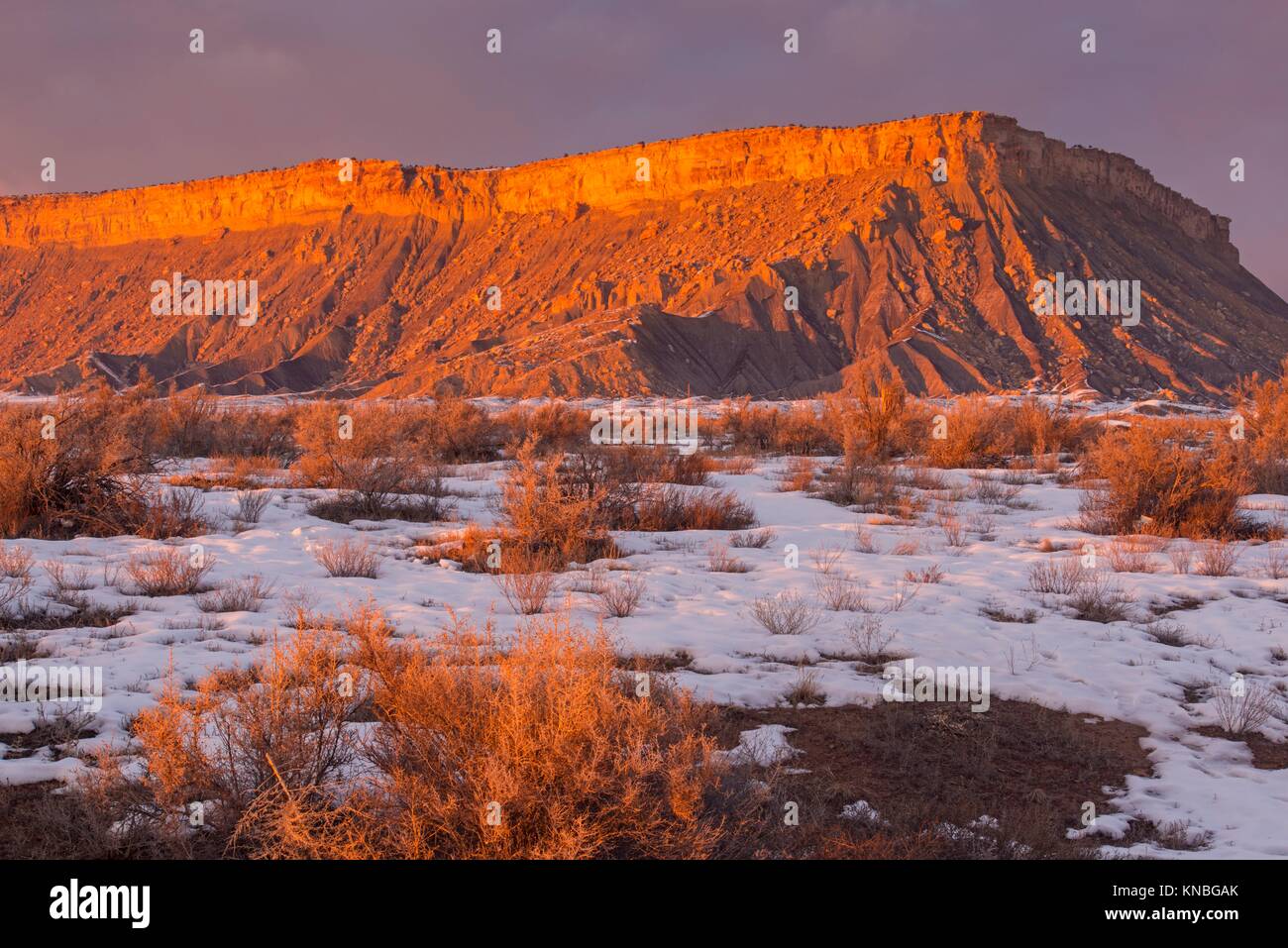 Evening light on Mojave Desert buttes in winter, Thompson Springs, Utah