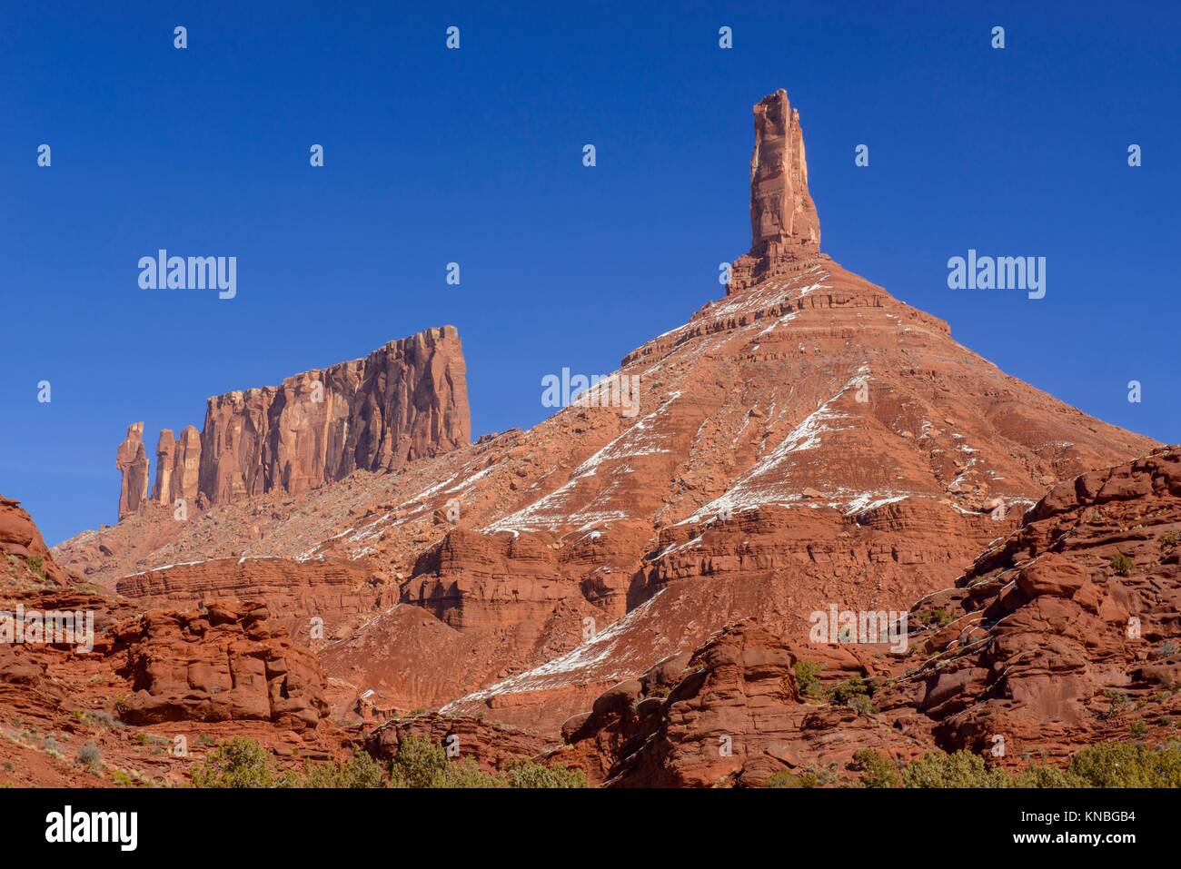Castle Valley sandstones in winter, Castle Valley, Utah, USA. Stock Photo