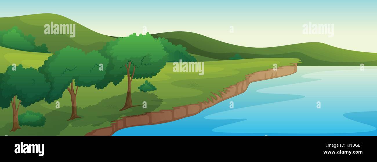 Illustration of a river in a beautiful nature Stock Vector Image & Art ...