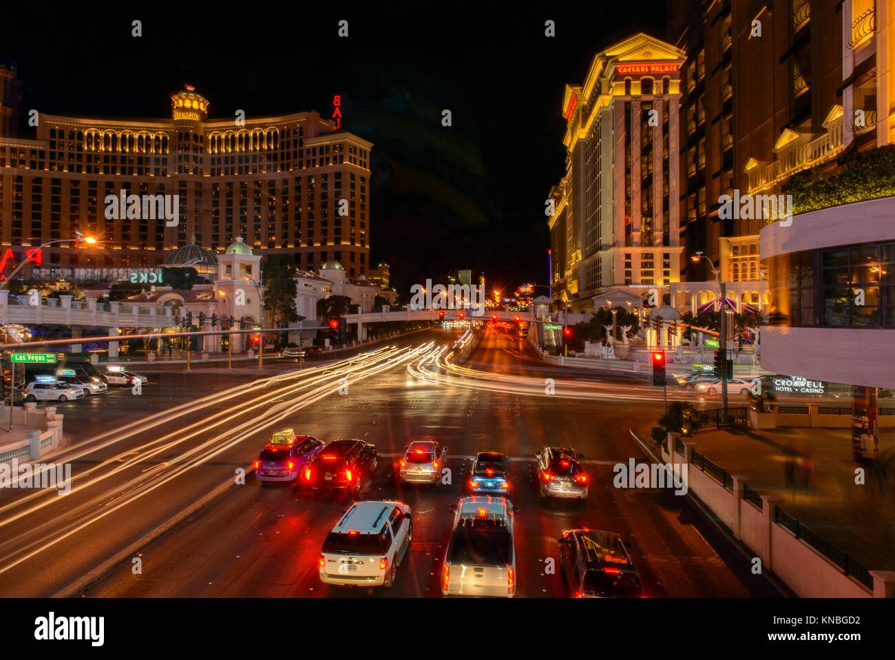 City traffic lights on Flamingo Blvd, Las Vegas, Nevada, USA Stock