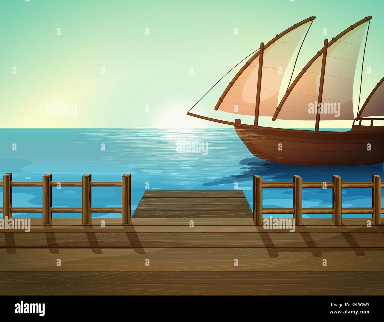 Illustration of a ship and sea port Stock Vector Image & Art - Alamy