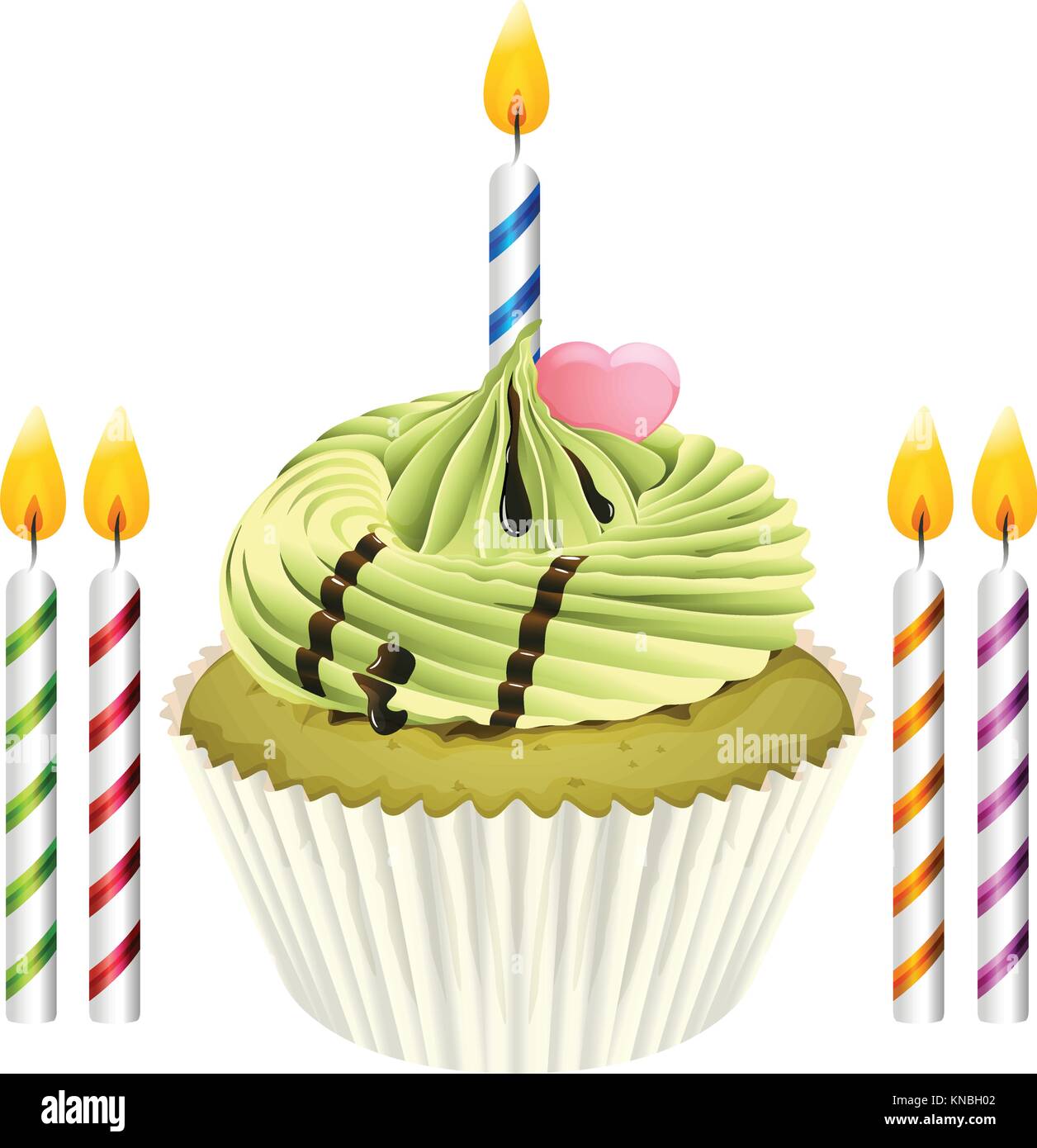 Illustration of an isolated cupcake and candles on a white background ...