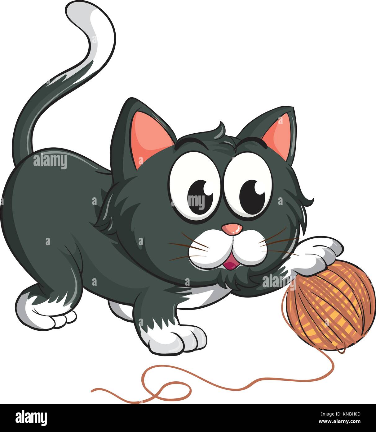 Cartoon Cat Playing Ball Yarn High Resolution Stock Photography and ...