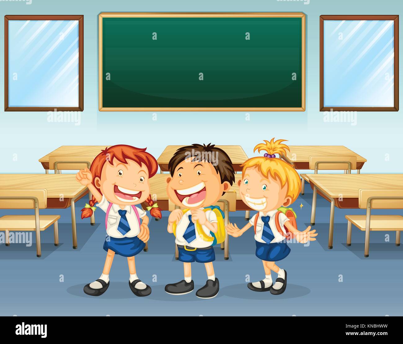 Illustration of happy students inside the classroom Stock Vector Image &  Art - Alamy