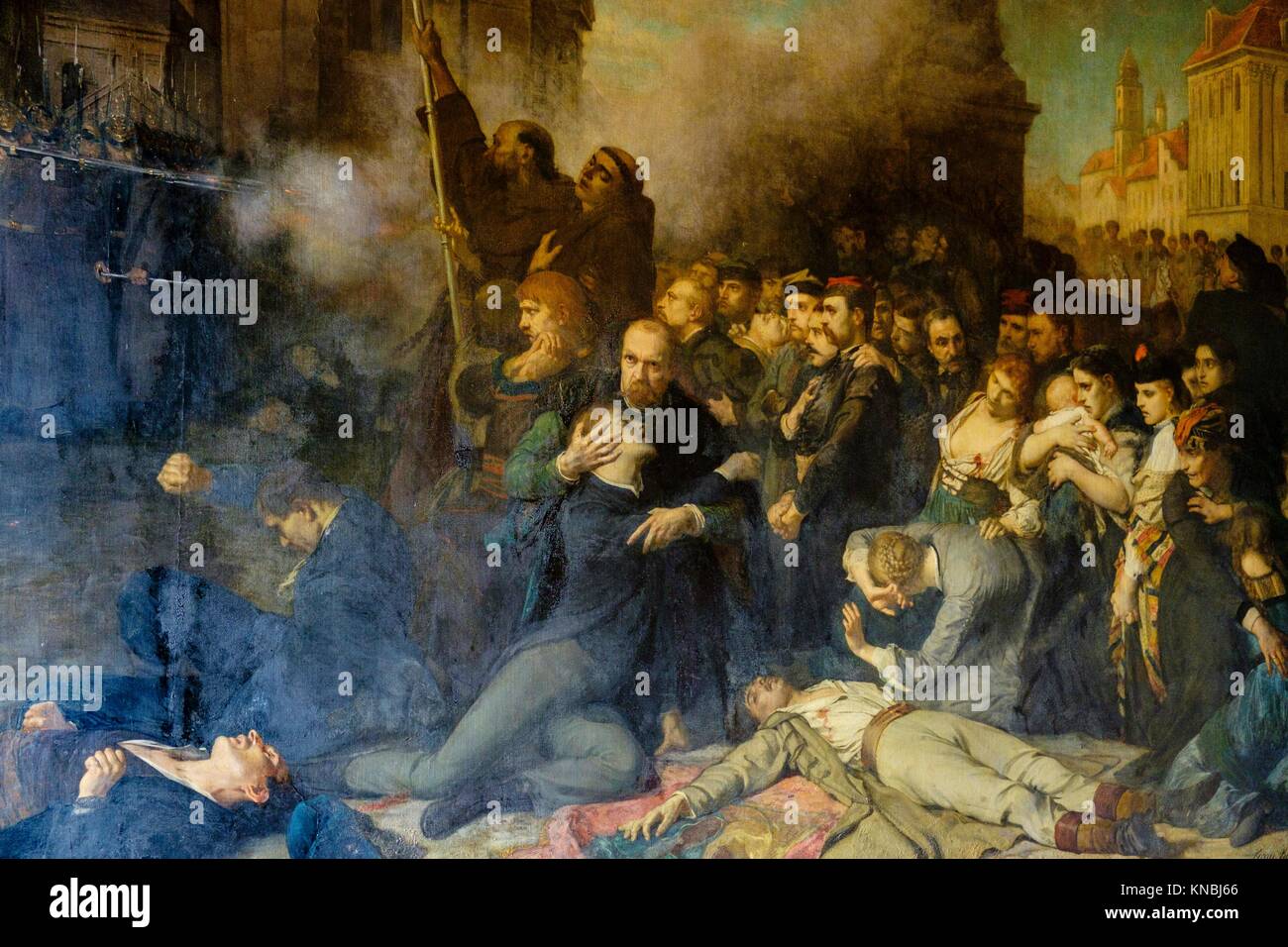 'Massacre of April 8, 1861, in Poland', Tony Robert Fleury, Count Branicki ´s castle, Montrésor, Indre-et-Loire department. France Stock Photo