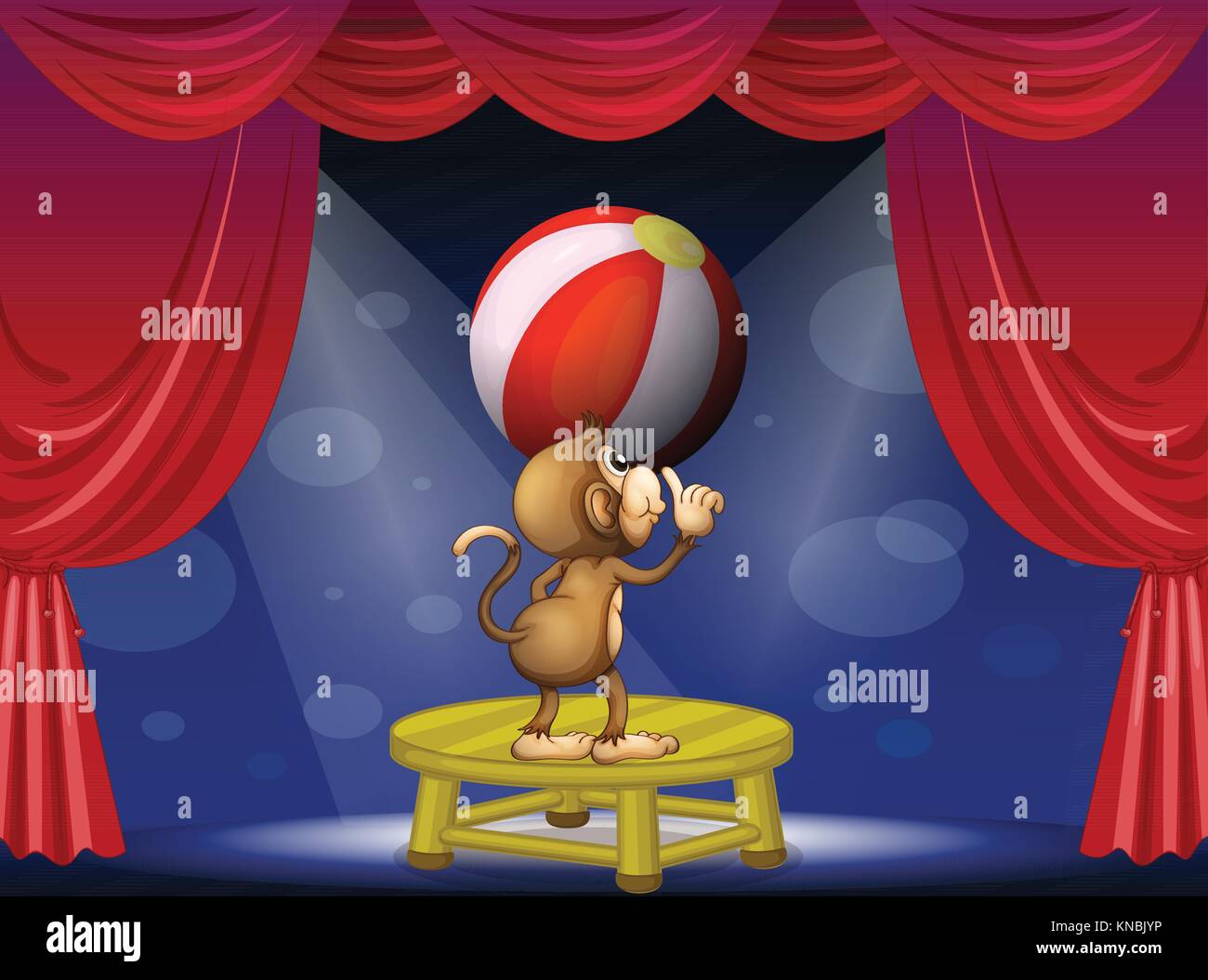 Illustration of a monkey playing with a ball in a circus Stock Vector ...