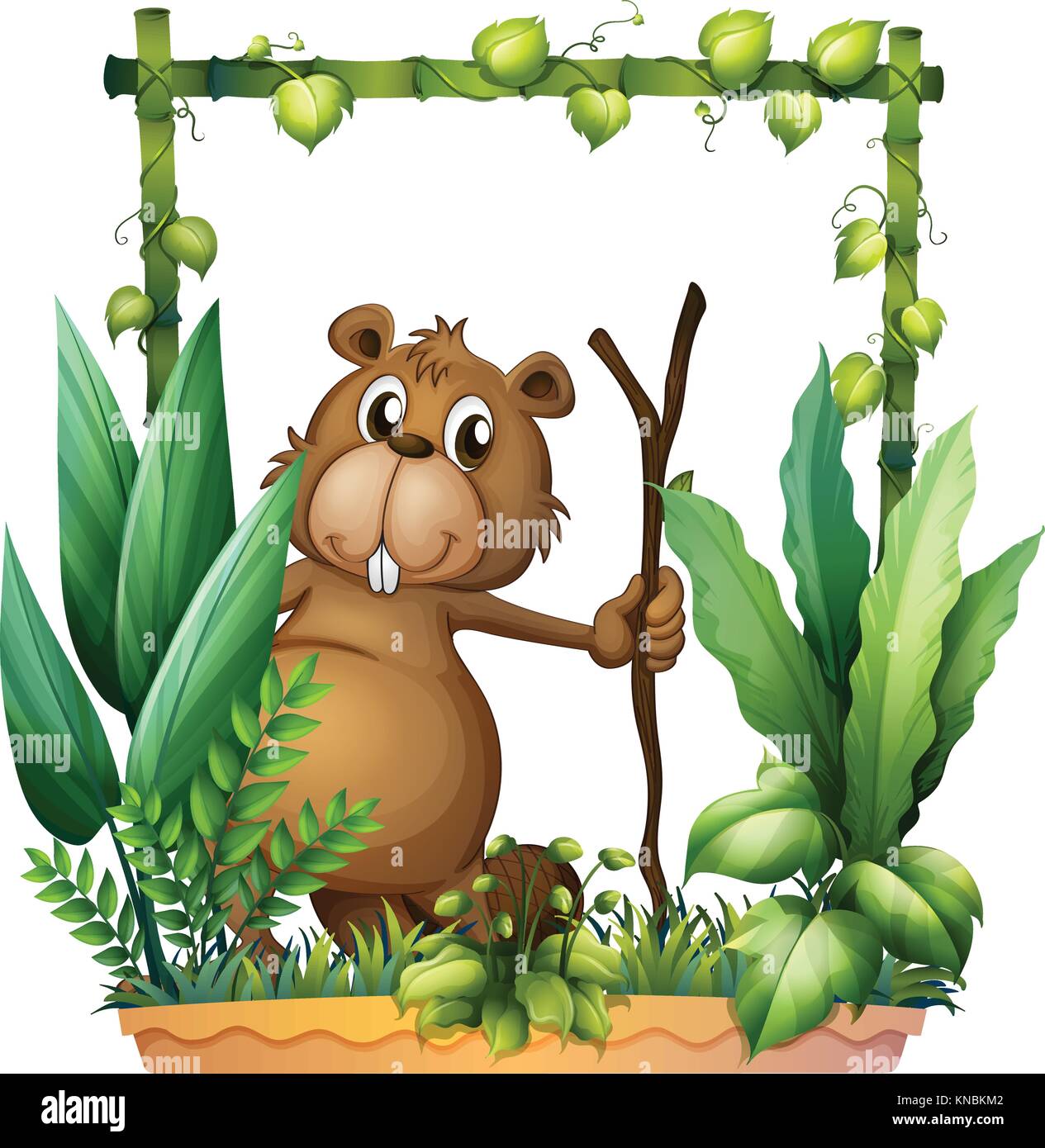 Illustration of a beaver holding a wood on a white background Stock ...