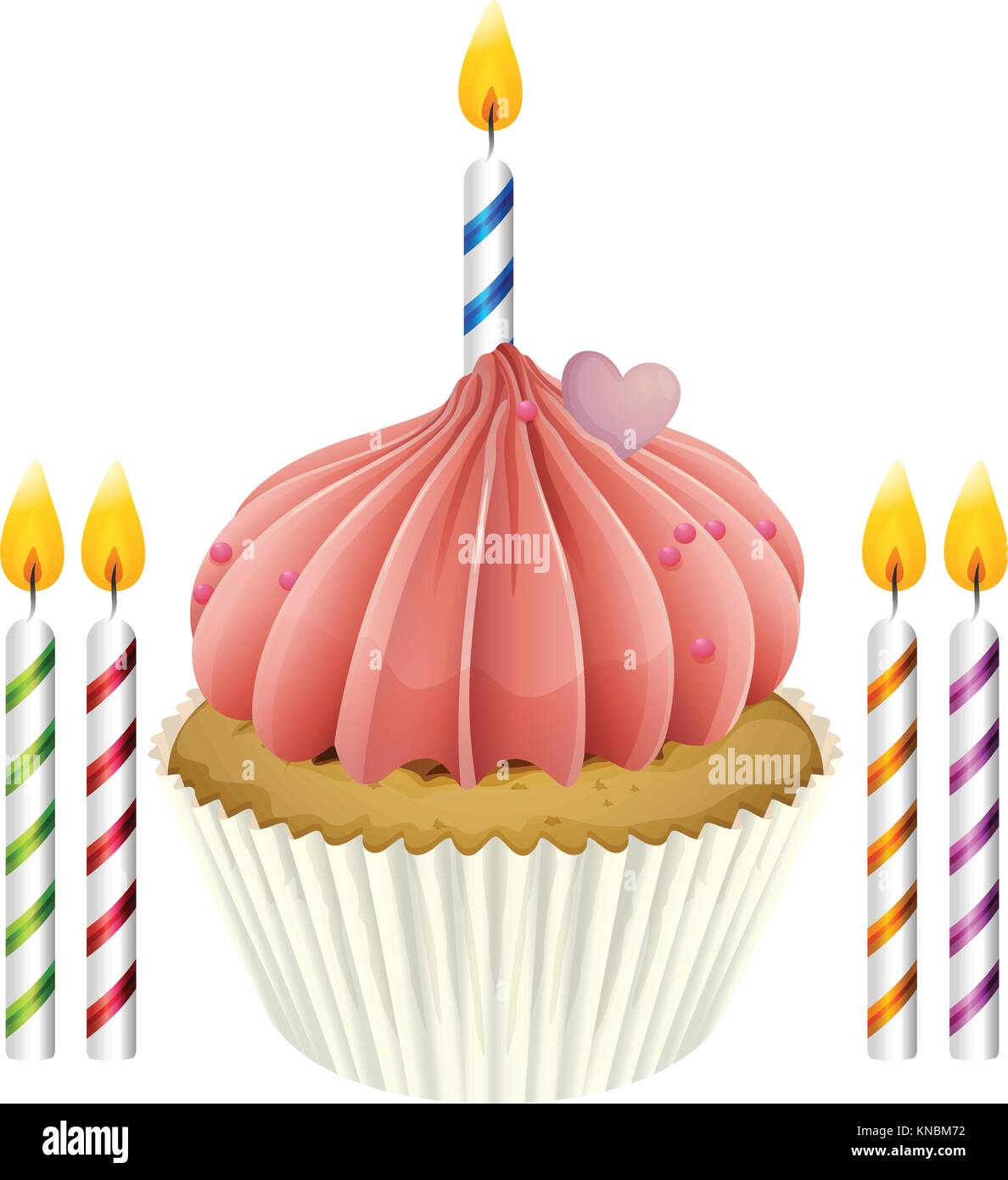 Illustration of an isolated cupcake and candles on a white background