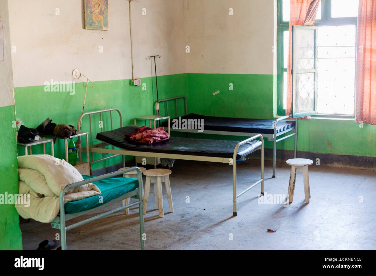 Hospital ward in Taplejung municipal hospital in Taplejung, Nepal. Stock Photo