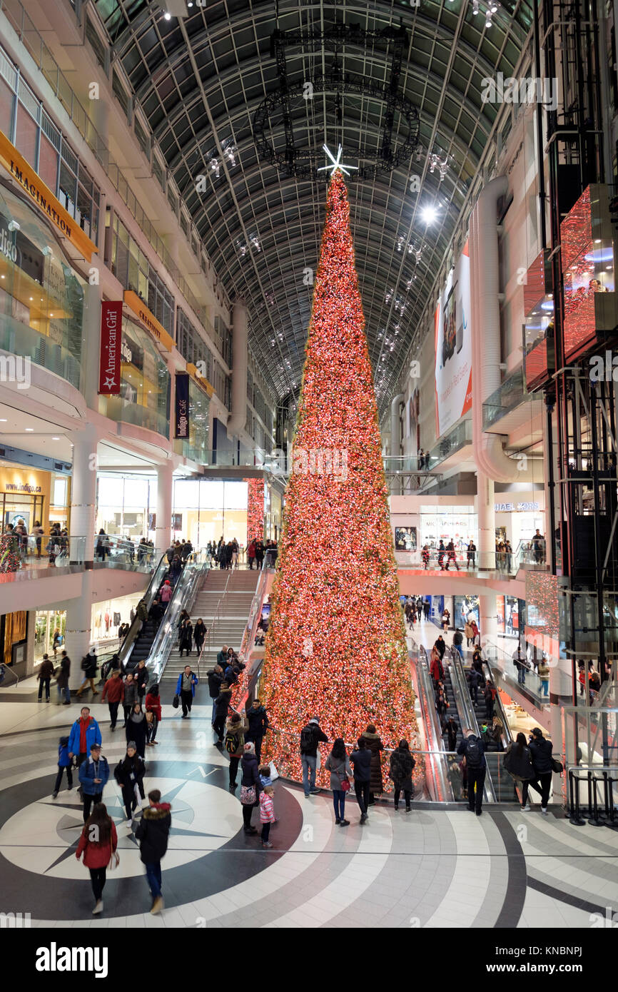 Toronto Eaton Centre Christmas tree decoration inside the shopping