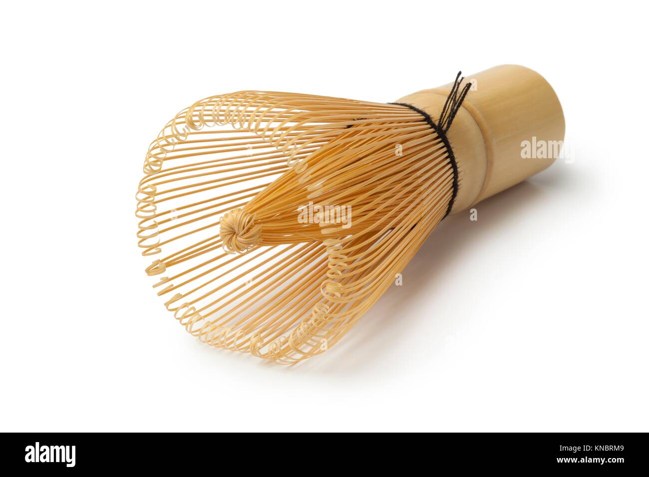Japanese bamboo tea whisk on white background Stock Photo Alamy