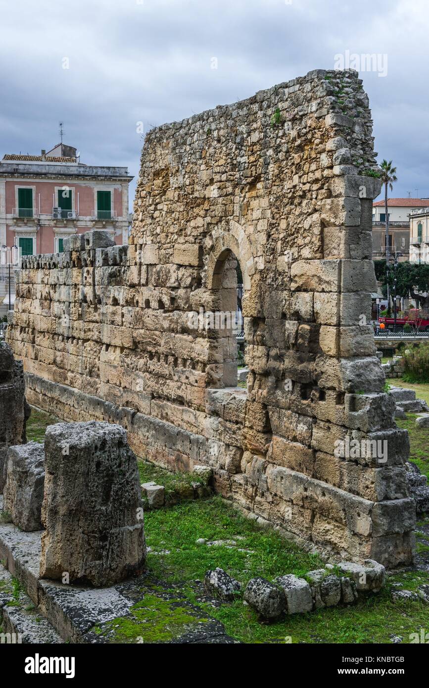 6th century BC ruins of ancient Greek Temple of Apollo on the Ortygia