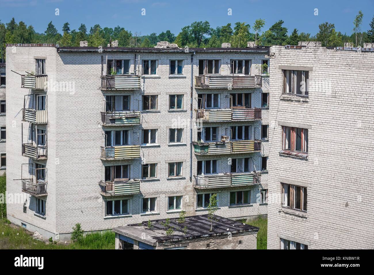 Apartment buildings in Skrunda1 ghost town, former site of Soviet