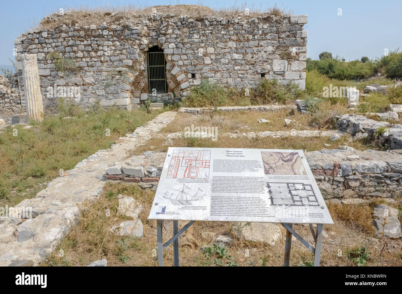 Exterior high resolution panoramic view of Turkish Bath Ruins at