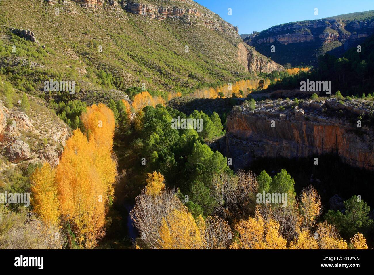 Landscape of the Turia river by Calles. Los Serranos region. Valencia. Stock Photo
