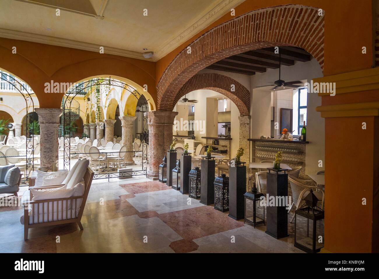 Hotel Lobby In Cartagena Colombia South America Stock - 