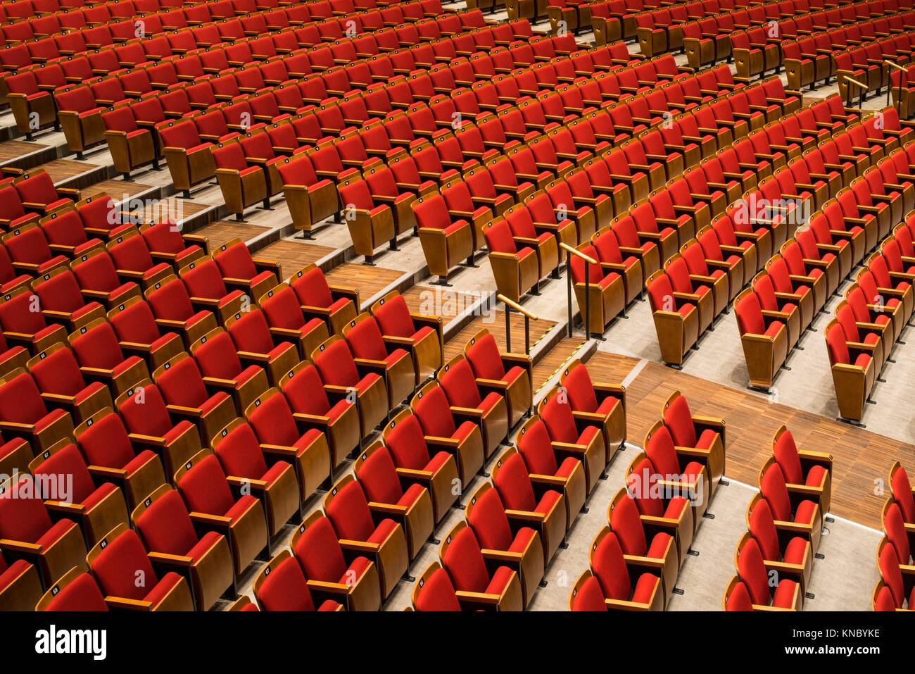 Rows of red seats in the Queen Elizabeth Theatre, Vancouver, BC, Canada Stock Photo Alamy