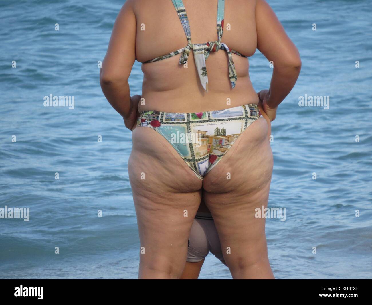 Cellulite in bathing suit Stock Photo