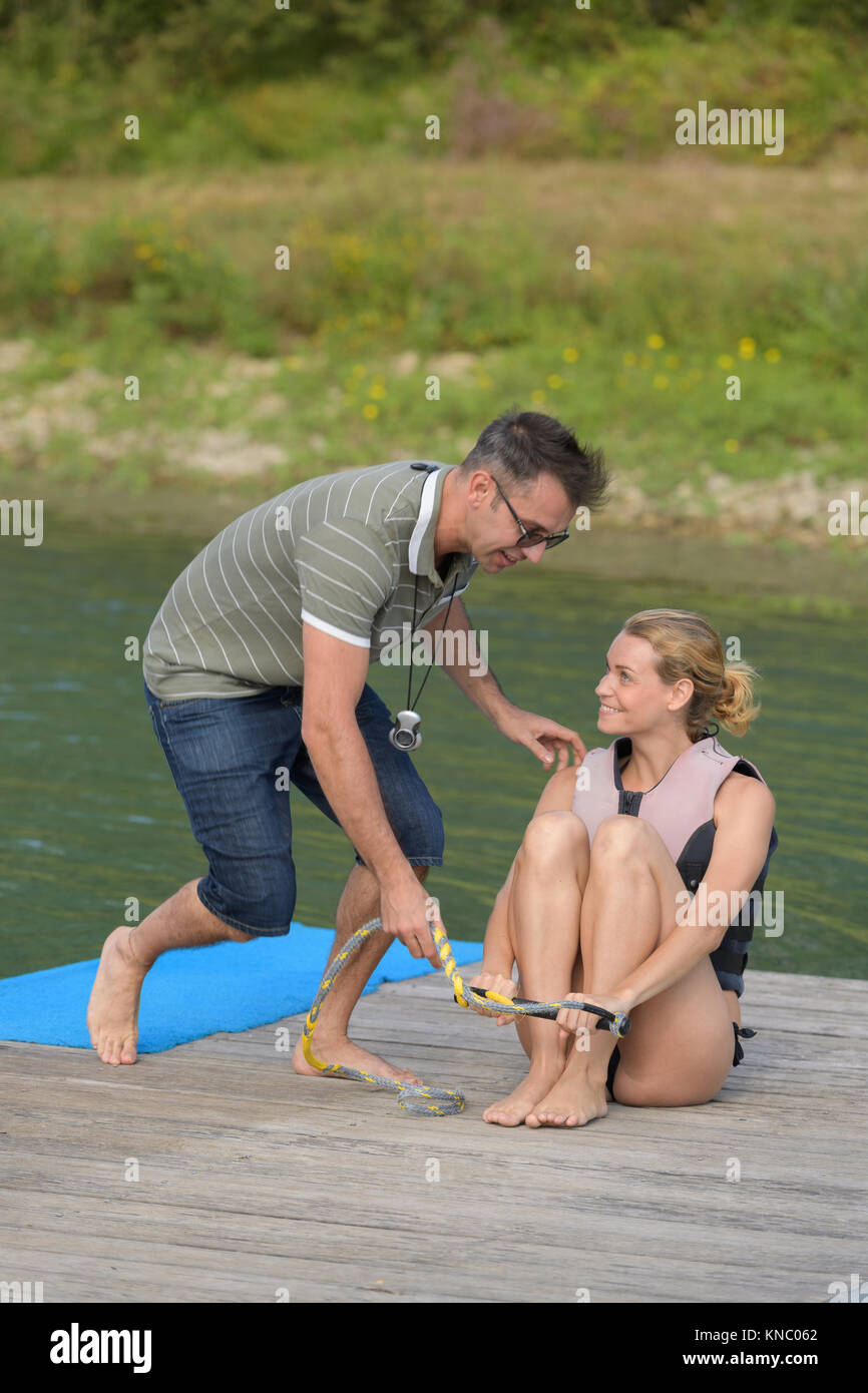 instruction of the wakeboard Stock Photo Alamy