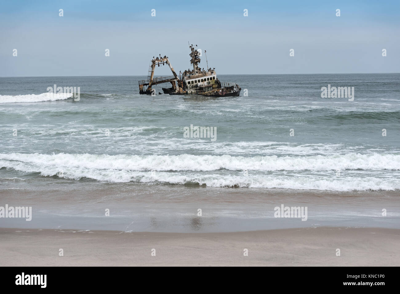 Shipwreck Zeila near Henties Bay on the Skeleton Coast of Namibia Stock Photo