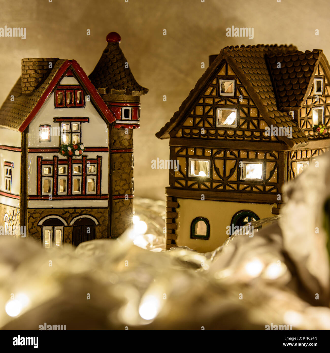 Ceramic Christmas houses. Nativity Stock Photo Alamy