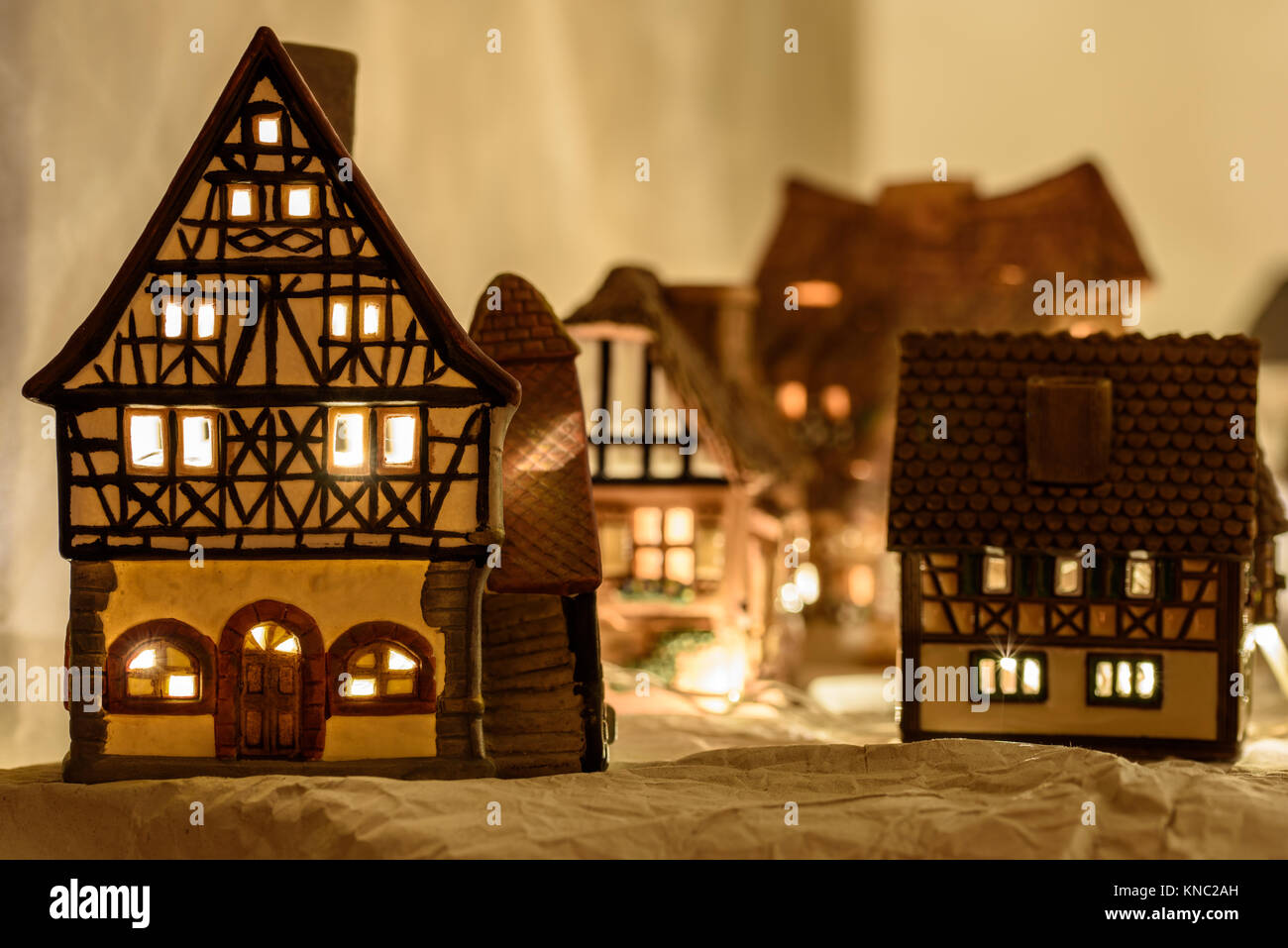 Ceramic Christmas houses. Nativity Stock Photo Alamy