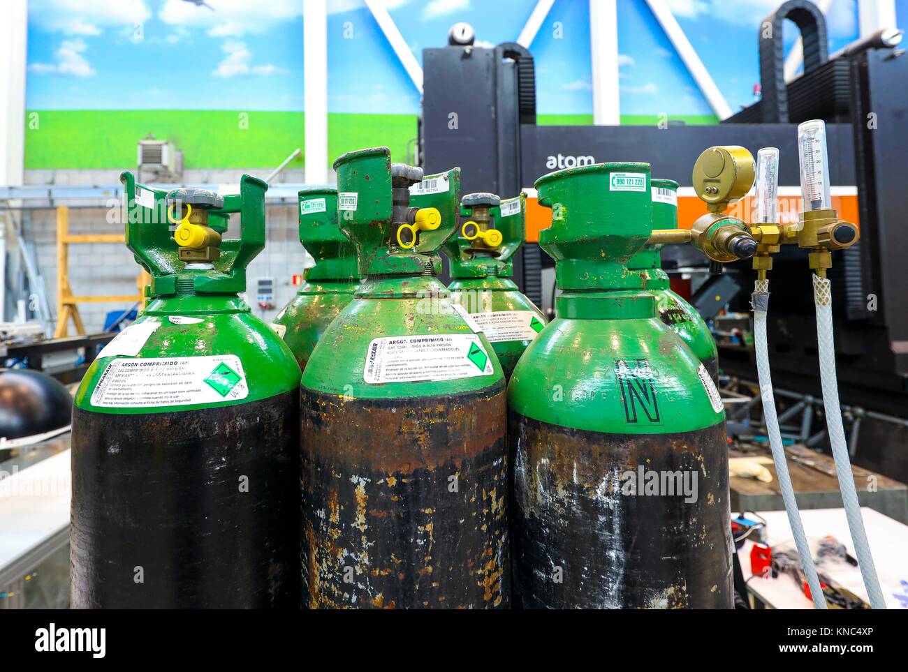 Tanks for compressed gas at high pressure, Argon compressed, Industry, Tecnalia Research & innovation, Technology and Research Centre, Miramon Stock Photo