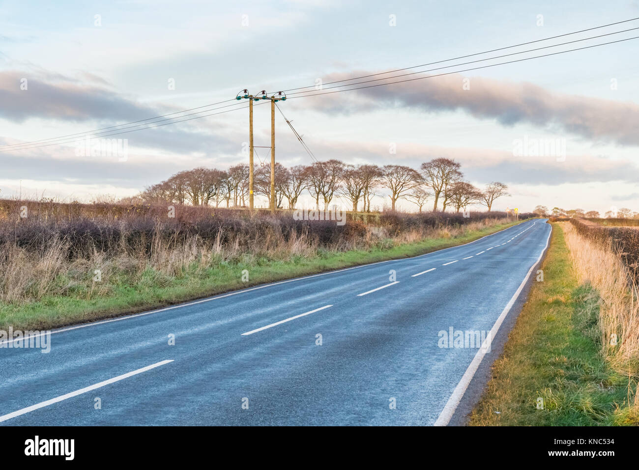 A two laned roadway in Scotland as the autumn takes hold and before the