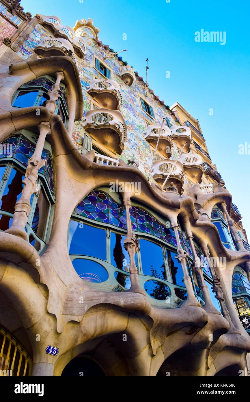 Casa Batllo by architect Antoni Gaudi. Barcelona, Catalonia, Spain Stock Photo
