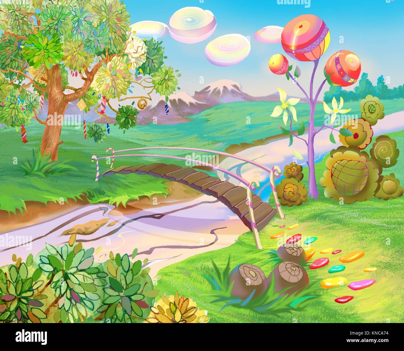 Digital Painting, Illustration of a Exotic Dreamland. Fantastic Cartoon  Style Character, Fairy Tale Story Background, Card Design Stock Photo -  Alamy