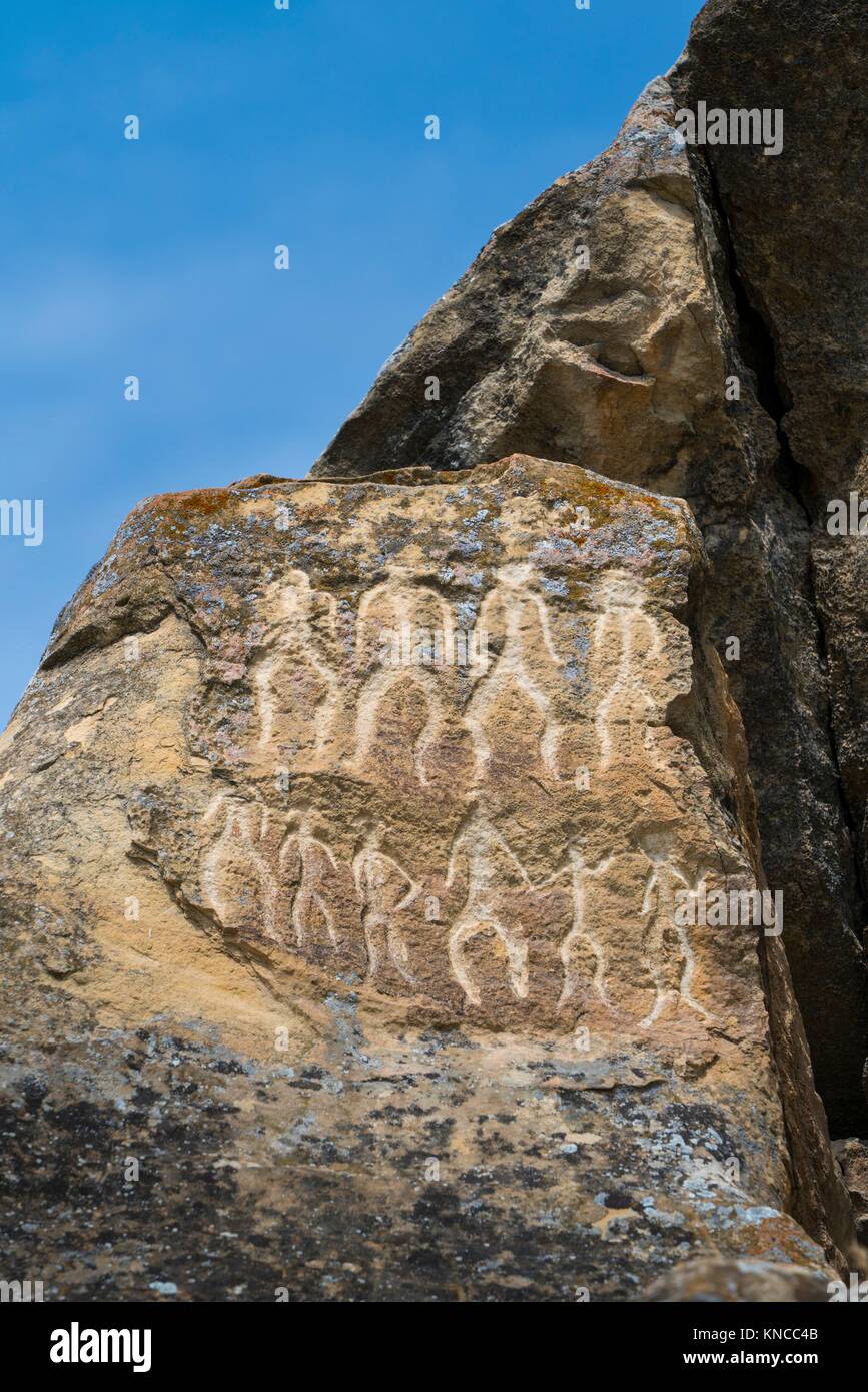 Gobustan Rock Art Cultural Landscape, World Heritage Site, Unesco, Azerbaijan, Middle East. Stock Photo