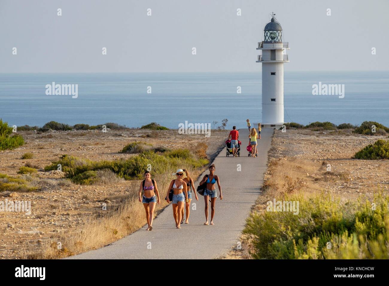 Lighthouse, Cabo de Berbería, Formentera, Balearic Islands, Spain. Stock Photo