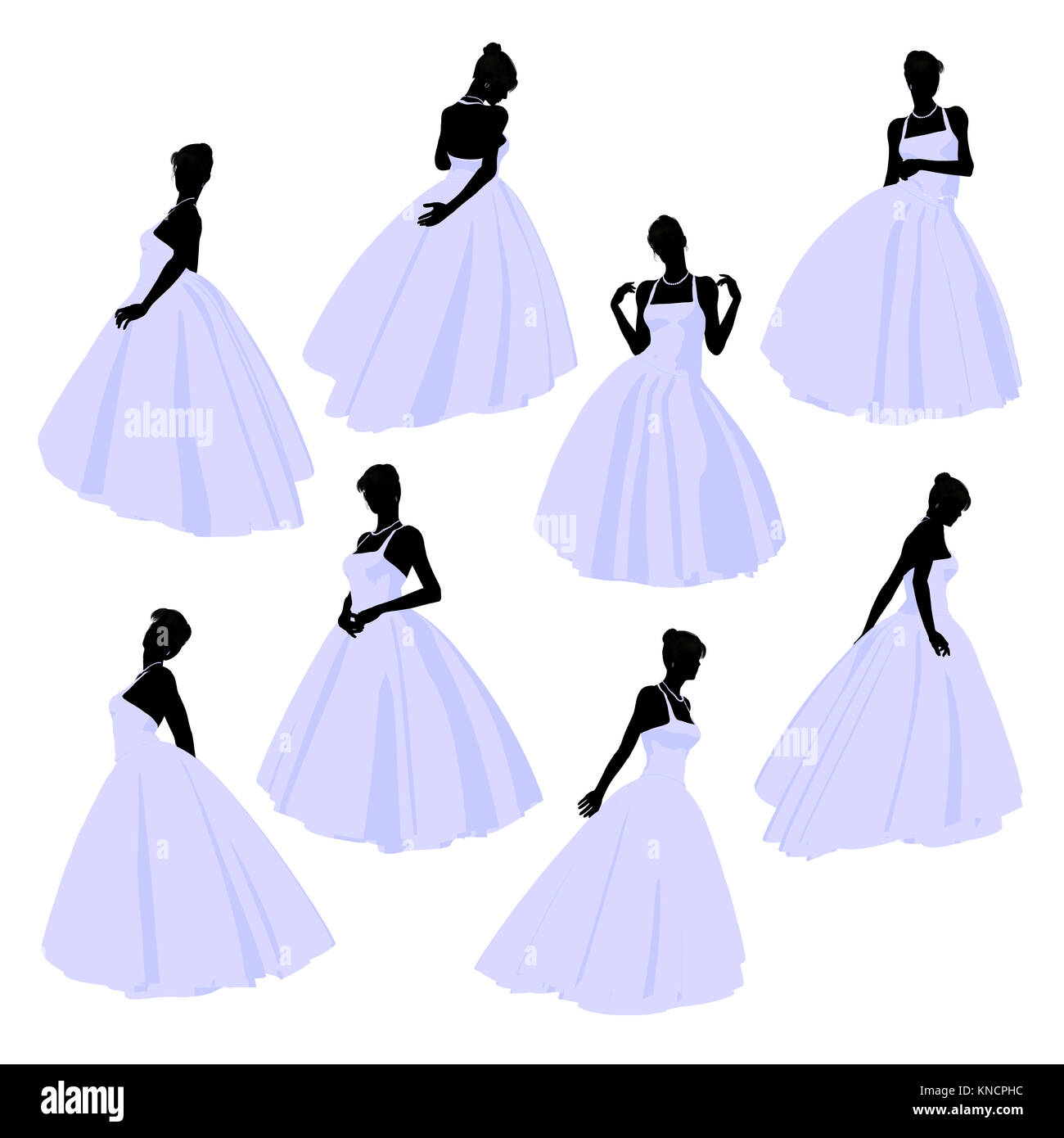 Woman in a wedding dress silhouette illustration on a white background ...
