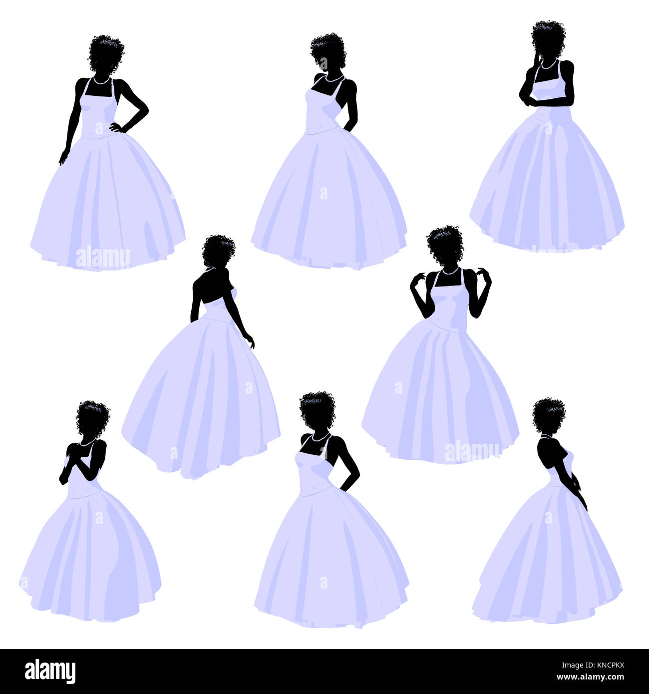 African american woman in a wedding dress silhouette illustration on a ...