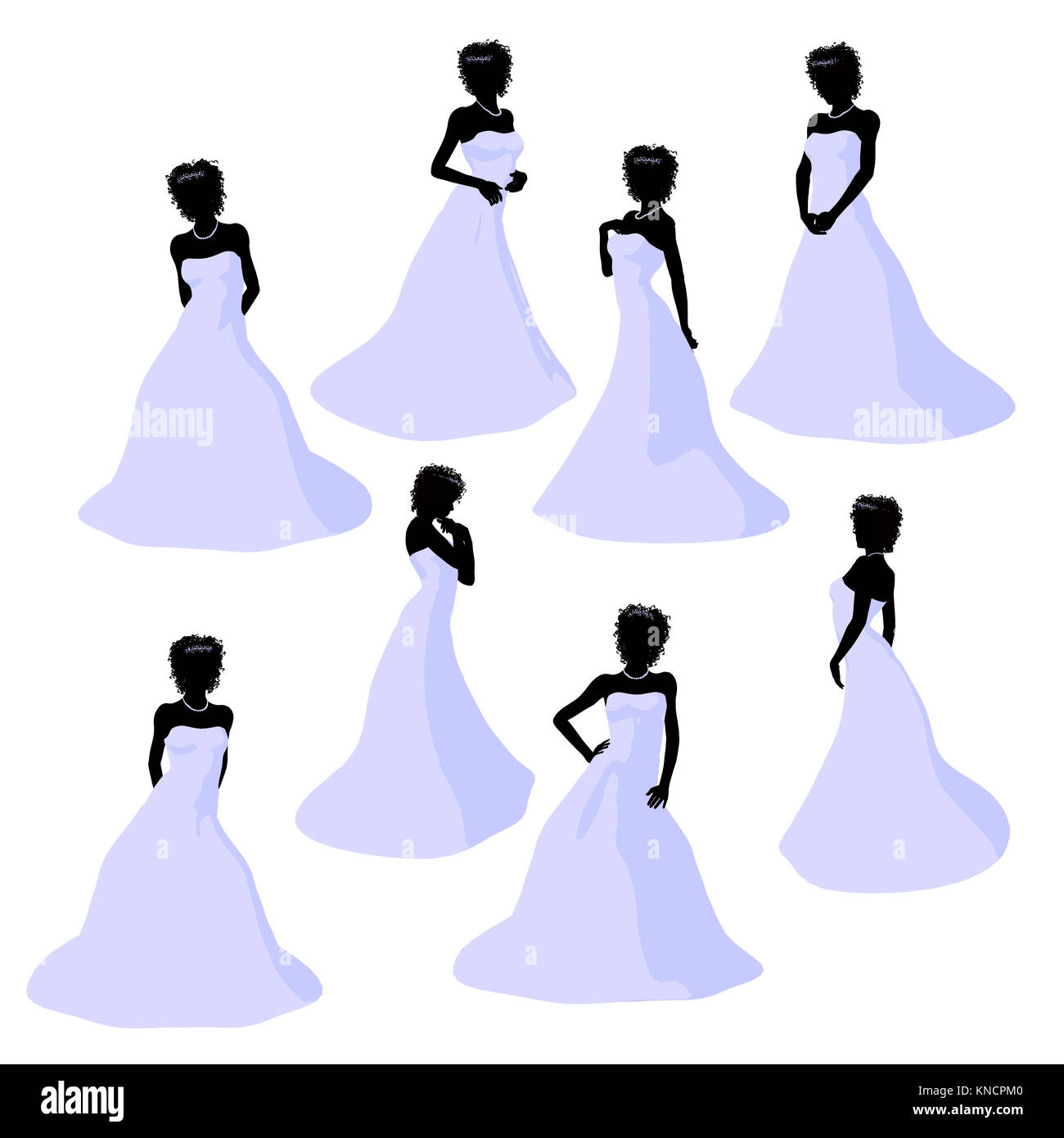 African american woman in a wedding dress silhouette illustration on a ...
