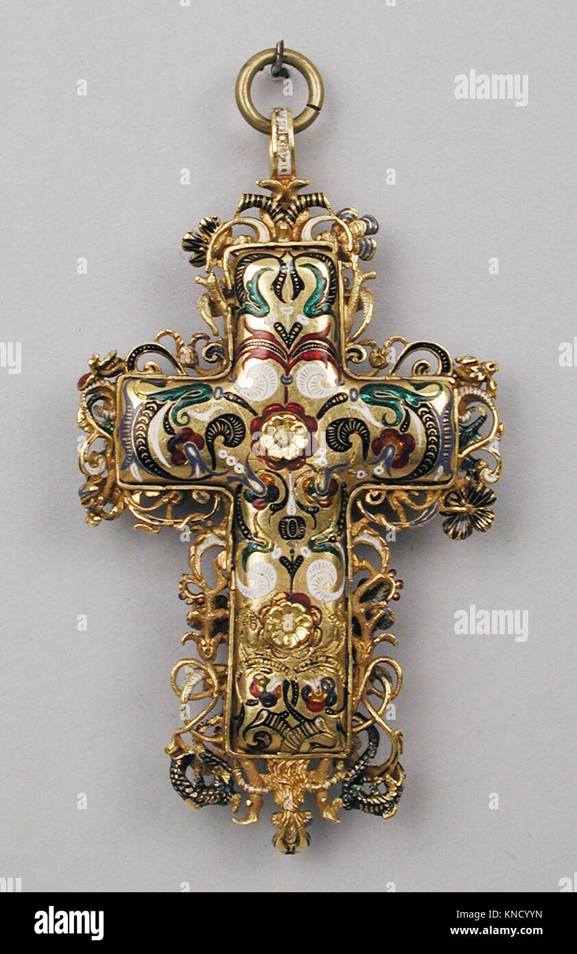 This 16th-century cross from Southern Germany is crafted in gold ...