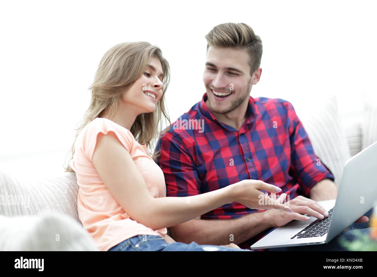 closeup of young couple with laptop Stock Photo - Alamy