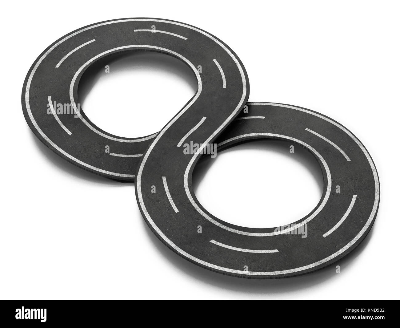 Infinity symbol shaped road isolated on white background. 3D illustration. Stock Photo