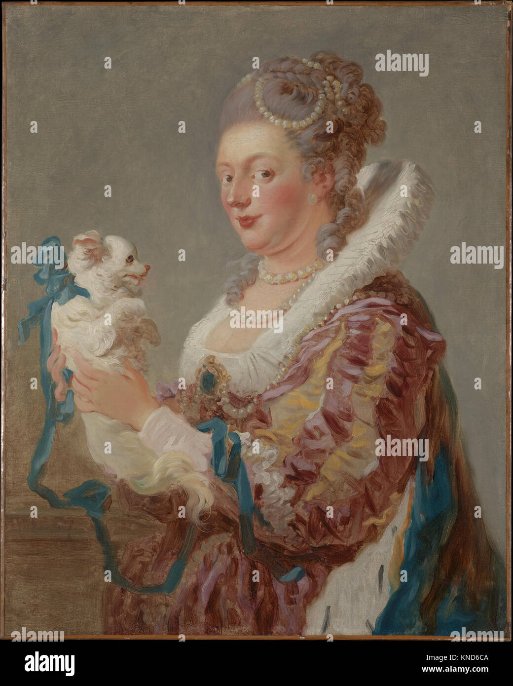 A Woman with a Dog, Jean Honoré Fragonard, ca. 1769 Stock Photo