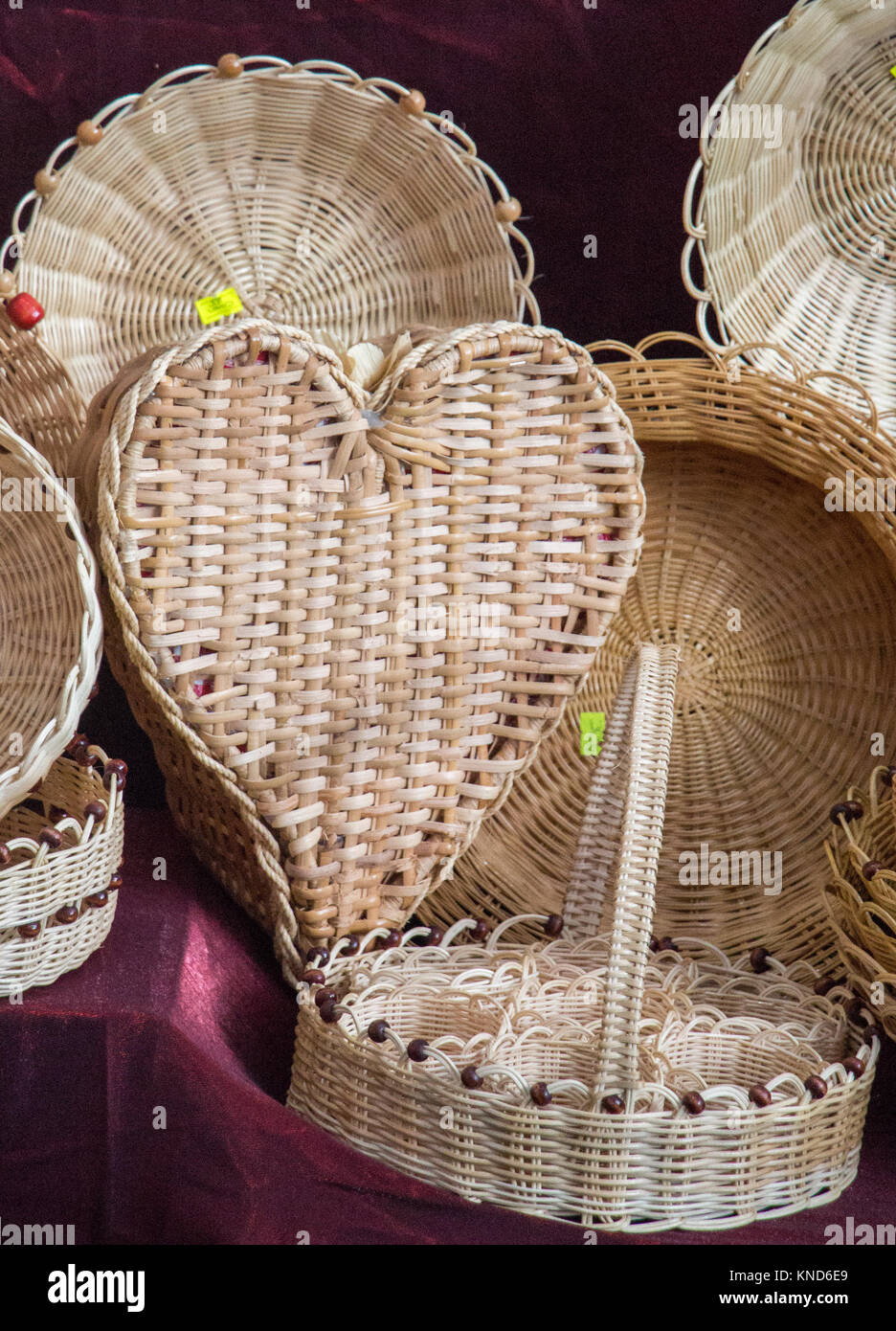 Empty wicker baskets are for sale in a market Stock Photo - Alamy