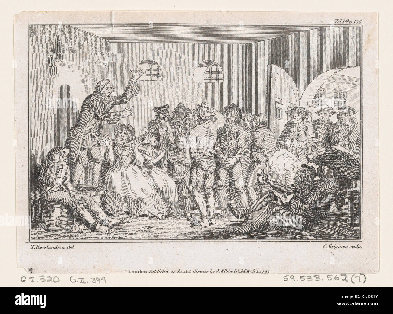 Clinker Preaching in Clerkenwell Prison, an illustration from Tobias  Smollett's The Expedition of Humphry Clinker (London, 1793), Vol. 1 MET  DP872120 Clinker Preaching in Clerkenwell Prison, an illustration from Tobias  Smollett's The