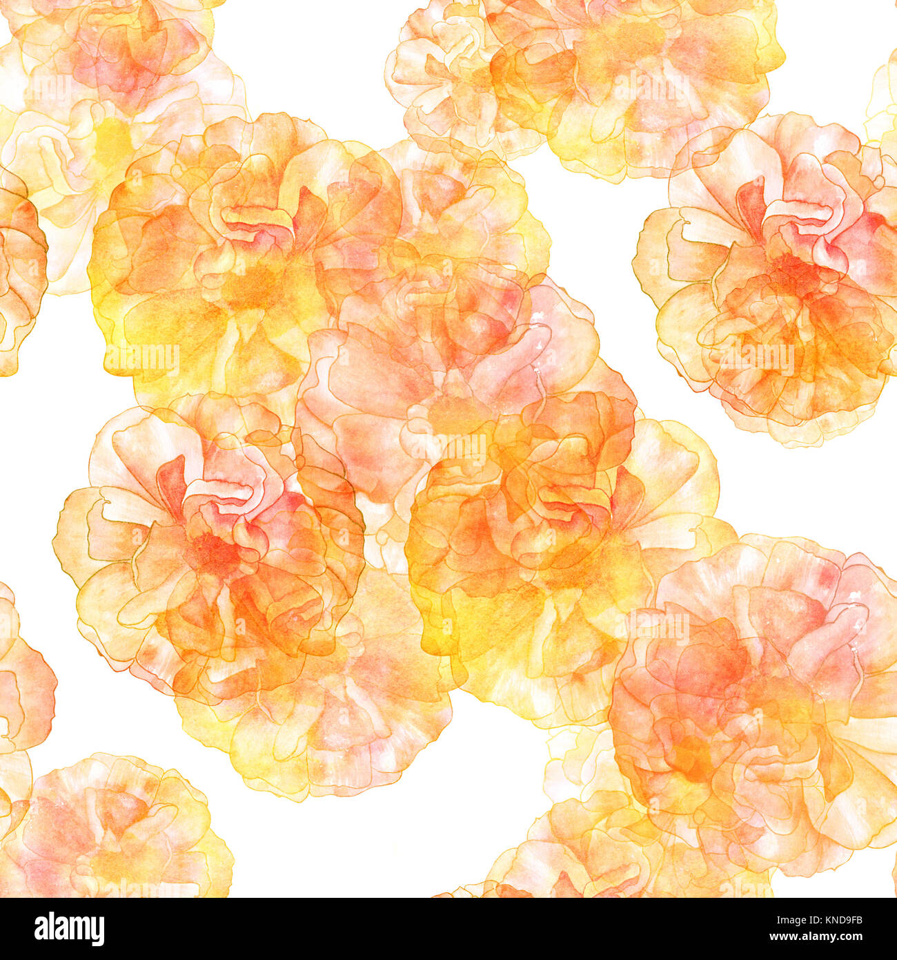 Seamless watercolor rose bud pattern on white, golden toned Stock Photo ...
