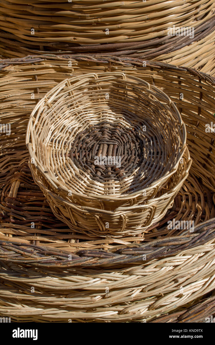 Empty wicker baskets are for sale in a market Stock Photo - Alamy